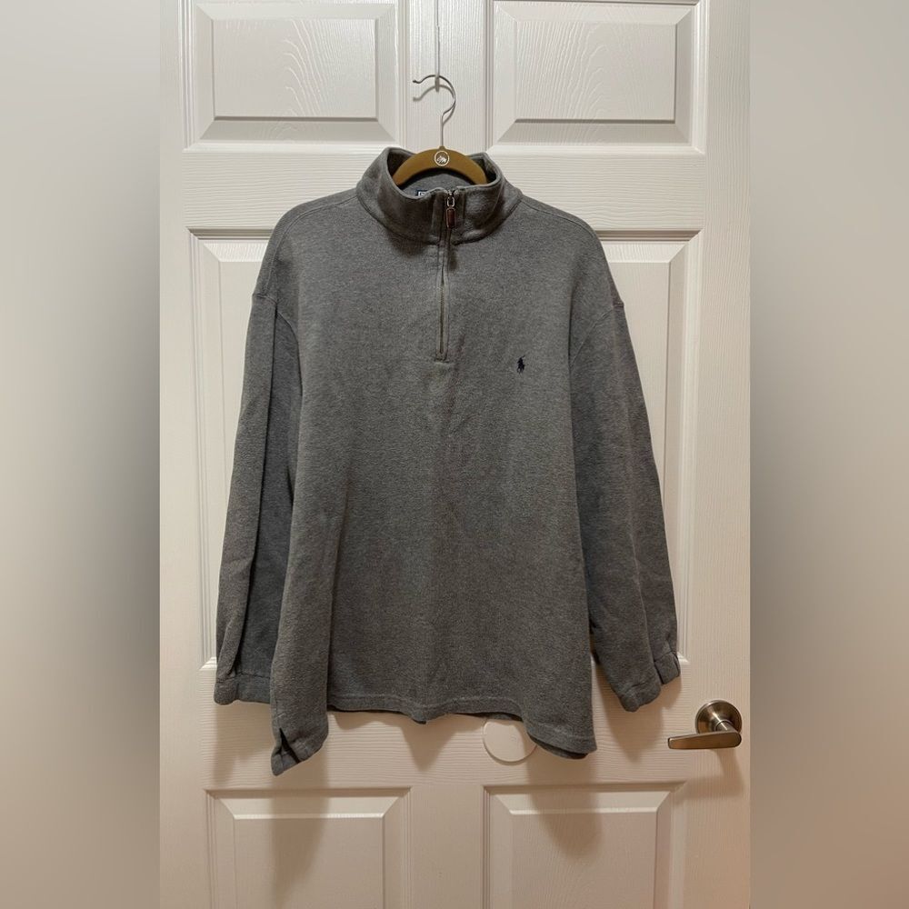 Ralph Lauren Mens Half Zip Pullover Size XL Gray 100% Cotton